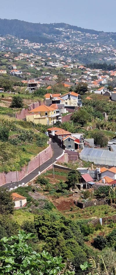 Terrassiertes Dorf an einem Hang auf Madeira